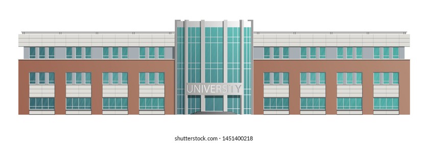 The building of the university or school. Isolated on white background.