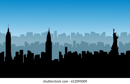 Building USA scenery of silhouettes