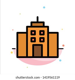 Building, User, Office, Interface Abstract Flat Color Icon Template