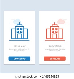 Building, User, Office, Interface  Blue and Red Download and Buy Now web Widget Card Template. Vector Icon Template background