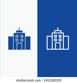 Building, User, Office, Interface Line and Glyph Solid icon Blue banner Line and Glyph Solid icon Blue banner