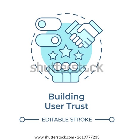 Building user trust soft blue concept icon. Essential for long term loyalty. Benefit of consent management. Round shape line illustration. Abstract idea. Graphic design. Easy to use in article