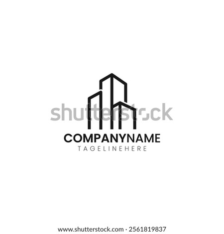 Building using Line Art Skyscraper Skyline Town City Icon Vector Logo Template Vector EPS 10 Illustr