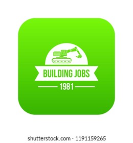 Building vacancy icon green vector isolated on white background