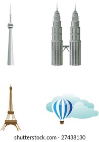 Building and vacation icon set