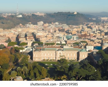 Building Of Vatican Art Gallery And Panoramic View From St. Peter's Cathedral.