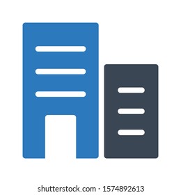 building vector glyph color icon 
