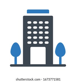 building vector glyph color icon 