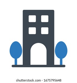 building vector glyph color icon 