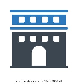 building vector glyph color icon 