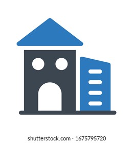 building vector glyph color icon 