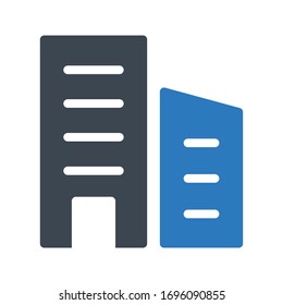 building vector glyph color icon 