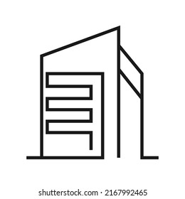 Building vector icon business architecture. Symbol city house and hotel office apartment illustration sign. Residential urban skyscraper construction and government estate. Silhouette thin element