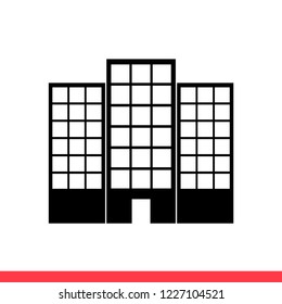 Building vector icon, business center symbol. Simple, flat design for web or mobile app