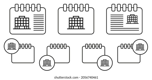 Building vector icon in calender set illustration for ui and ux, website or mobile application
