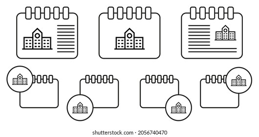 Icono de vector de construcción en la ilustración de conjunto de calénder para ui y ux, sitio web o aplicación móvil