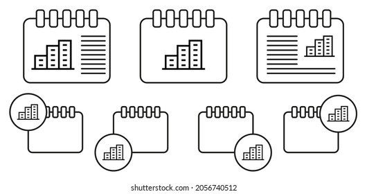 Building vector icon in calender set illustration for ui and ux, website or mobile application