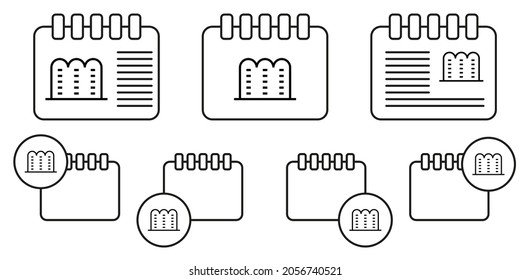 Icono de vector de construcción en la ilustración de conjunto de calénder para ui y ux, sitio web o aplicación móvil