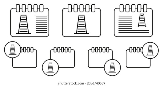 Icono de vector de construcción en la ilustración de conjunto de calénder para ui y ux, sitio web o aplicación móvil
