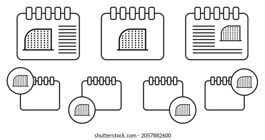 Icono de vector de construcción en la ilustración de conjunto de calénder para ui y ux, sitio web o aplicación móvil