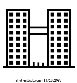 Building vector icon. Cityscape with skyscrapers business centers and modern offices hotels and townhouses. 