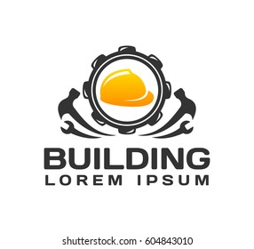 Icono de Vector de construcción. Icono de Vector de casco de construcción. Ingeniería, Logotipo de Arquitectura. Logo de reparación de la casa. Icono de herramientas. Repara el letrero de la casa. Icono de mejoras para el hogar.