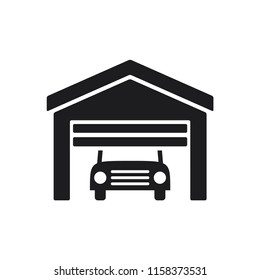building vector icon, garage icon in trendy flat design 