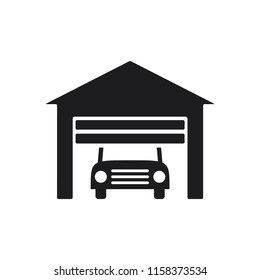 building vector icon, garage icon in trendy flat design 