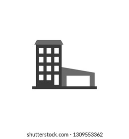 Building vector icon. Building illustration black an white vector icon isolated on white background - Vector. Building icon.