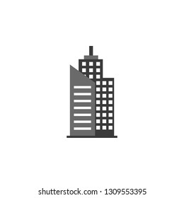 Building vector icon. Building illustration black an white vector icon isolated on white background - Vector. Building icon.