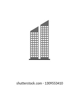 Building vector icon. Building illustration black an white vector icon isolated on white background - Vector. Building icon.