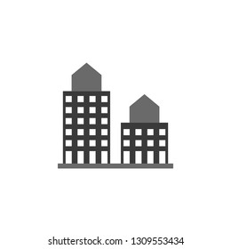 Building vector icon. Building illustration black an white vector icon isolated on white background - Vector. Building icon.