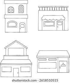 Building Vector Icon with Line Art