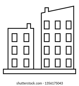 Building vector icon. monochrome vector icon illustration.