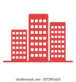 Building vector icon. Red symbol
