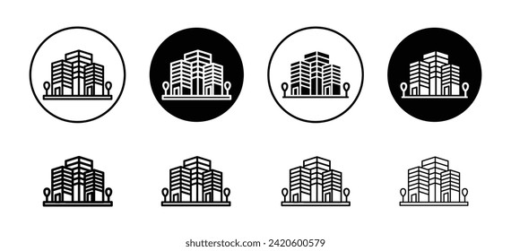 Building vector icon set collection. Building Outline flat Icon.