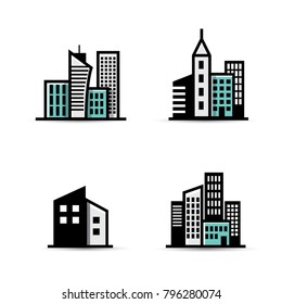 Building Vector Icon Set Isolated On White Background