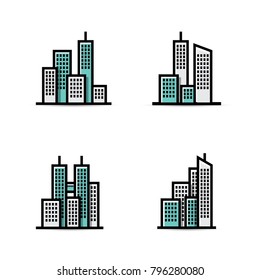 Building Vector Icon Set Isolated On White Background