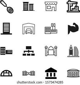 building vector icon set such as: people, garden, faith, diagram, cable, classic, power, greenhouse, machine, islamic, cooking, minaret, glasshouse, heavy, cartoon, industry, company, facade