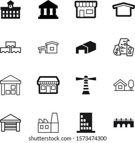 building vector icon set such as: material, educate, square, museum, finance, cafe, roman, brick, heavy, college, drawing, creative, roof, office, door, bridge, break, cabin, institution, pollution