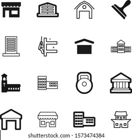 building vector icon set such as: fitness, church, exercise, men, banking, chapel, japanese, temple, barn, internet, catholic, exterior, roman, health, asian, tool, gym, government, risky, clean