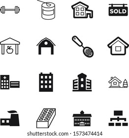 building vector icon set such as: cabin, power, body, university, nutritional, medical, service, gesture, warehouse, judicial, stock, sports, bright, governmental, human, bank, diet, graph, website