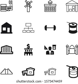 building vector icon set such as: organizational, chart, dock, money, transportation, strong, wheat, pyramids, shopping, farm, classical, mayan, architectural, tower, banking, view, company