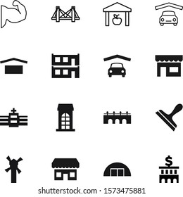 building vector icon set such as: template, shipping, style, classic, urban, stretcher, plant, golden, view, banking, social, ecology, medical, outline, stock, windmill, investment, hangar, money