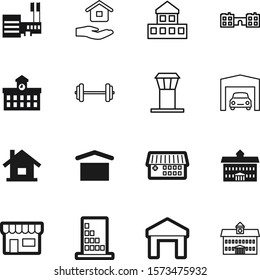 building vector icon set such as: blue, roof, classic, plane, travel, shipment, airplane, medicine, villa, air, classical, workout, stock, auto, dumbbell, village, gym, strength, transport