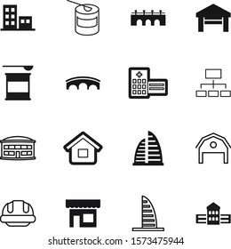 building vector icon set such as: golden, garage, team, healthy, museum, square, car, organizational, engineer, auto, plane, school, chart, outline, company, block, orange, corporate, hotel, red