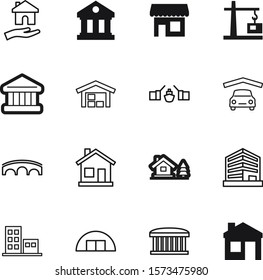 building vector icon set such as: boutique, transport, block, restaurant, facade, hook, shop, automobile, town, chalet, aircraft, style, mortgage, page, care, human, barn, hands, roof, pictogram