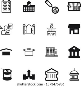 building vector icon set such as: light, circle, school, nobody, fortress, digital, sport, islamic, savings, cooking, ancient, mosque, equipment, weight, fort, supplements, training, bottle