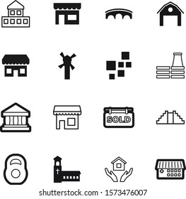 building vector icon set such as: connection, industrial, christian, shape, village, religious, technology, ambulatory, wind, refinery, barbell, hold, service, faith, catholic, museum, fitness