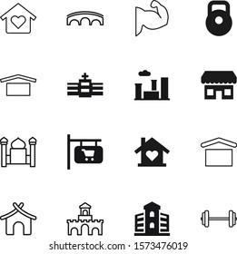 building vector icon set such as: facade, religion, lifting, ornaments, emergency, stretcher, kingdom, stronghold, medical, wrought, faith, retail, fantasy, care, tower, retro, boutique, ornate